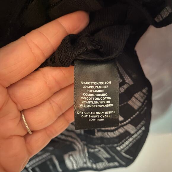 Lafayette 148 Black Translucent Long Sleeve Blouse Cotton Blend Women size Small - Picture 12 of 12